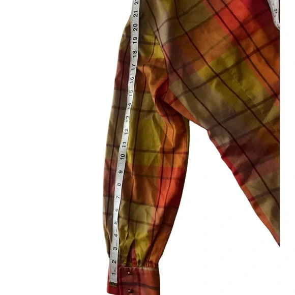 Vintage Ivan Fredric’s of CA Plaid Button Down Blouse | Orange/Multi | Small est - Picture 7 of 7
